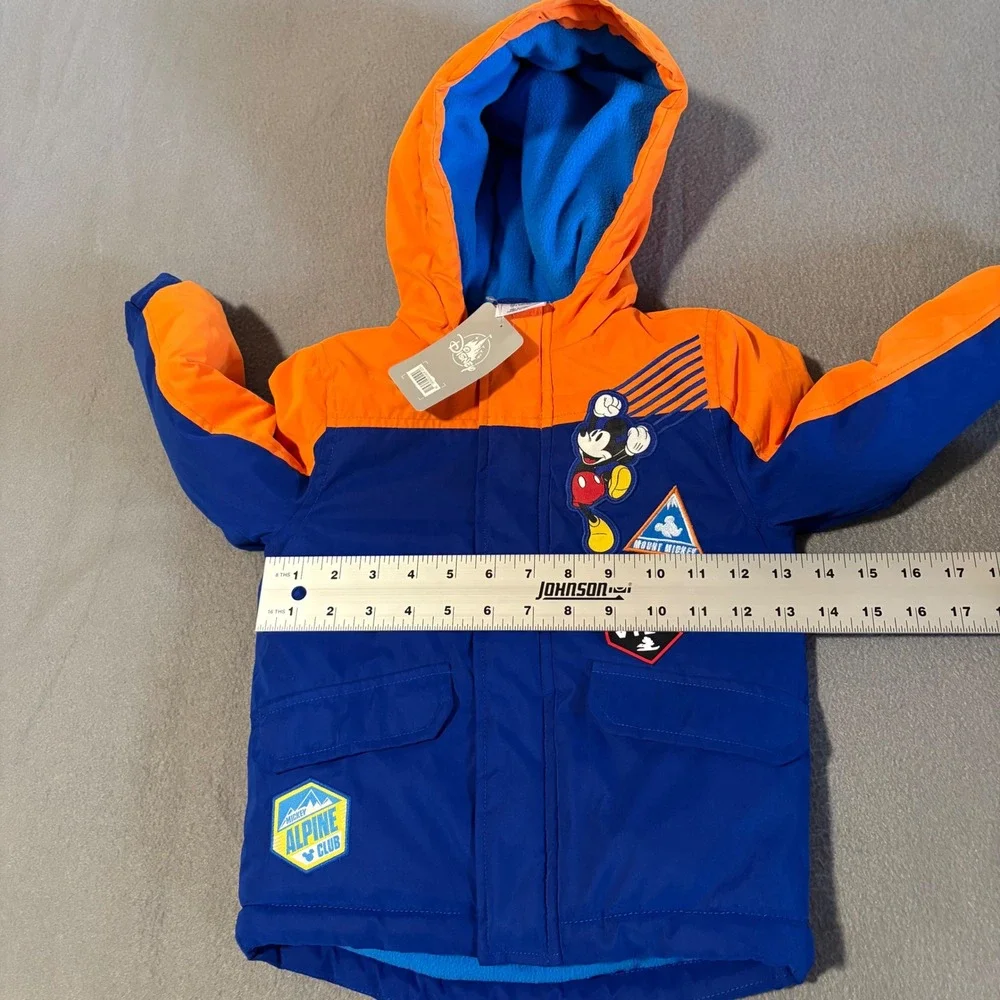 Disney Mickey Mouse Puffer Jacket Toddler Boys 2 Blue Orange Alpine Vibe Hooded